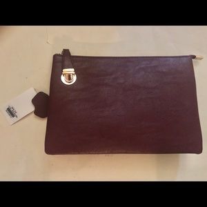Burgundy Leather Clutch